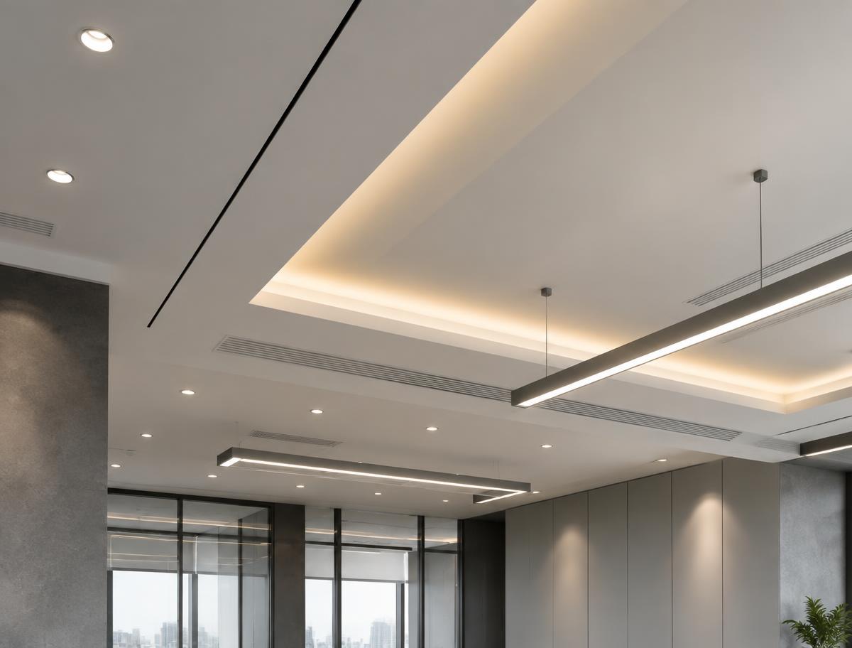 Cielo raso de drywall con iluminación indirecta